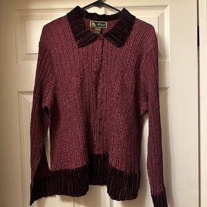 Mirasol || Burgundy Button Down Lightweight Jacket & Tee || Size L